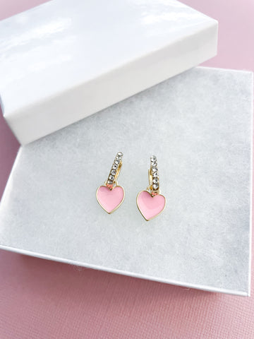 Pink Hearts Glam Earrings