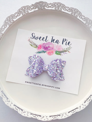 Ultra Violet Friendship Glitter Double Loop Hair Bow