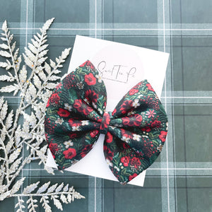 Holiday Florals Fabric Hair Bow