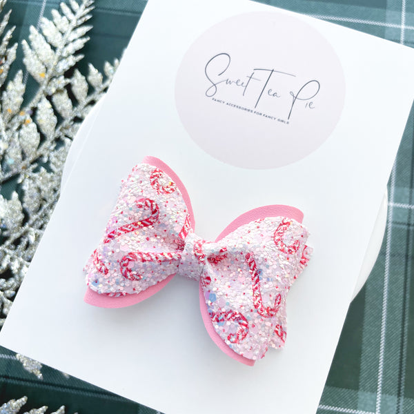 Candy Cane Pinched Loop Hair Bow