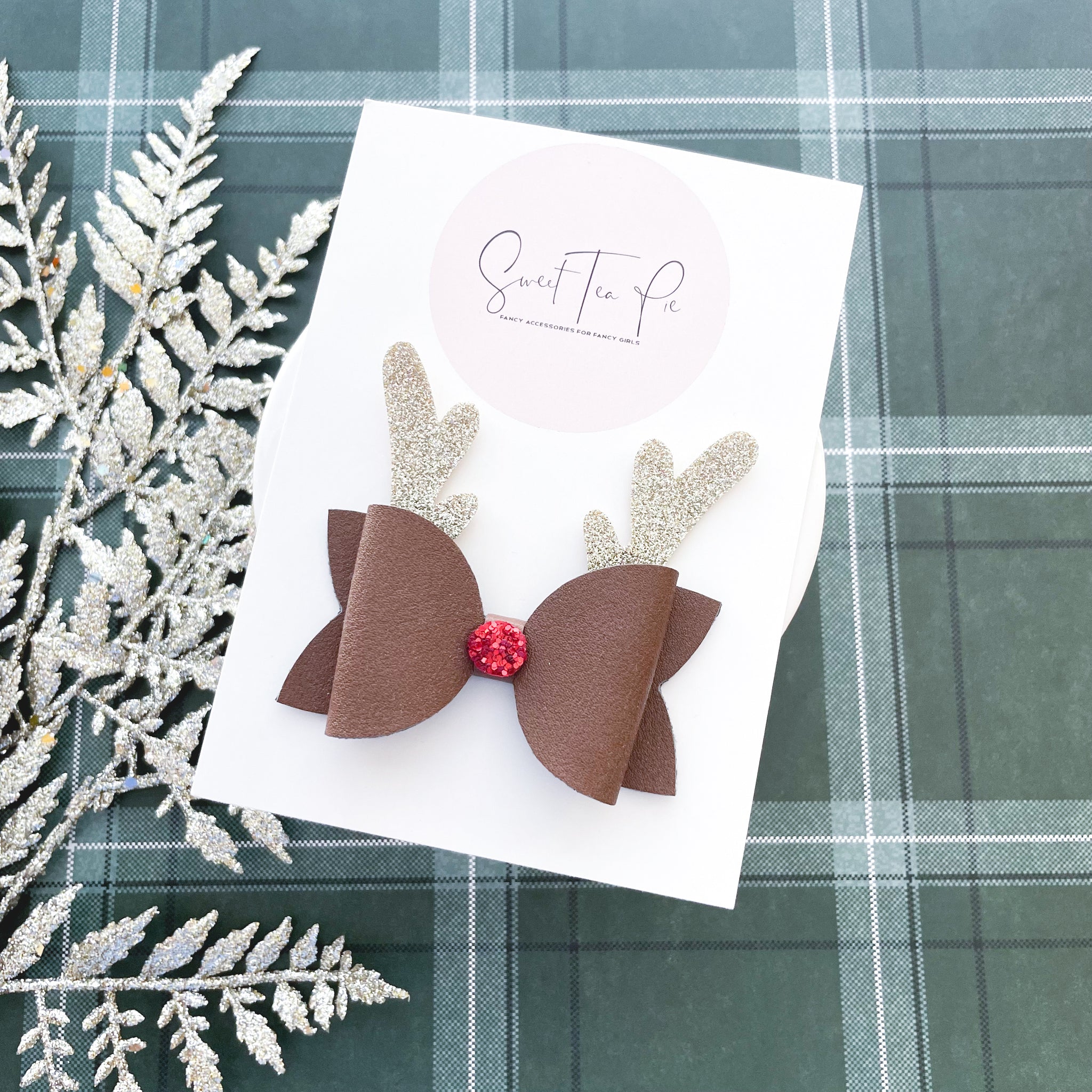 Reindeer Single Loop Hair Bow