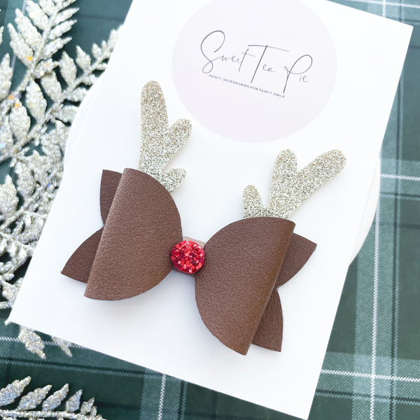 Reindeer Single Loop Hair Bow