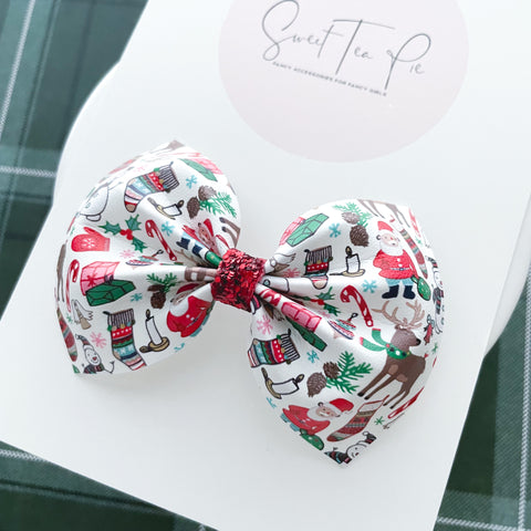 Christmas Icons Faux Leather Hair Bow