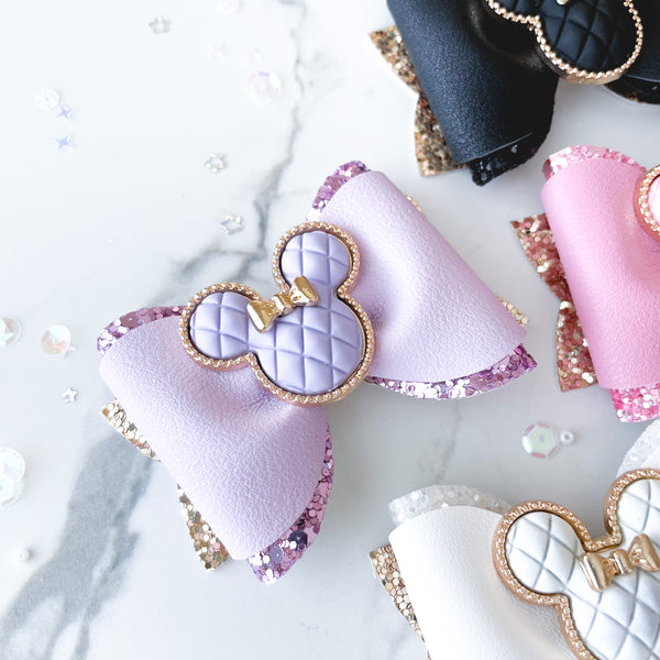 Purple Minnie Pinched Loop Hair Bow