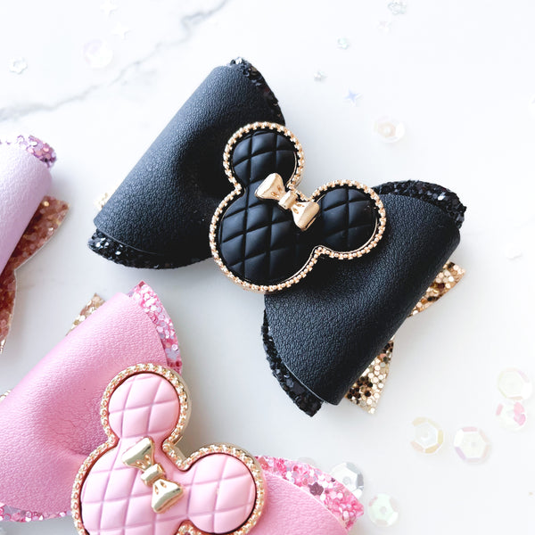 Black Minnie Pinched Loop Hair Bow