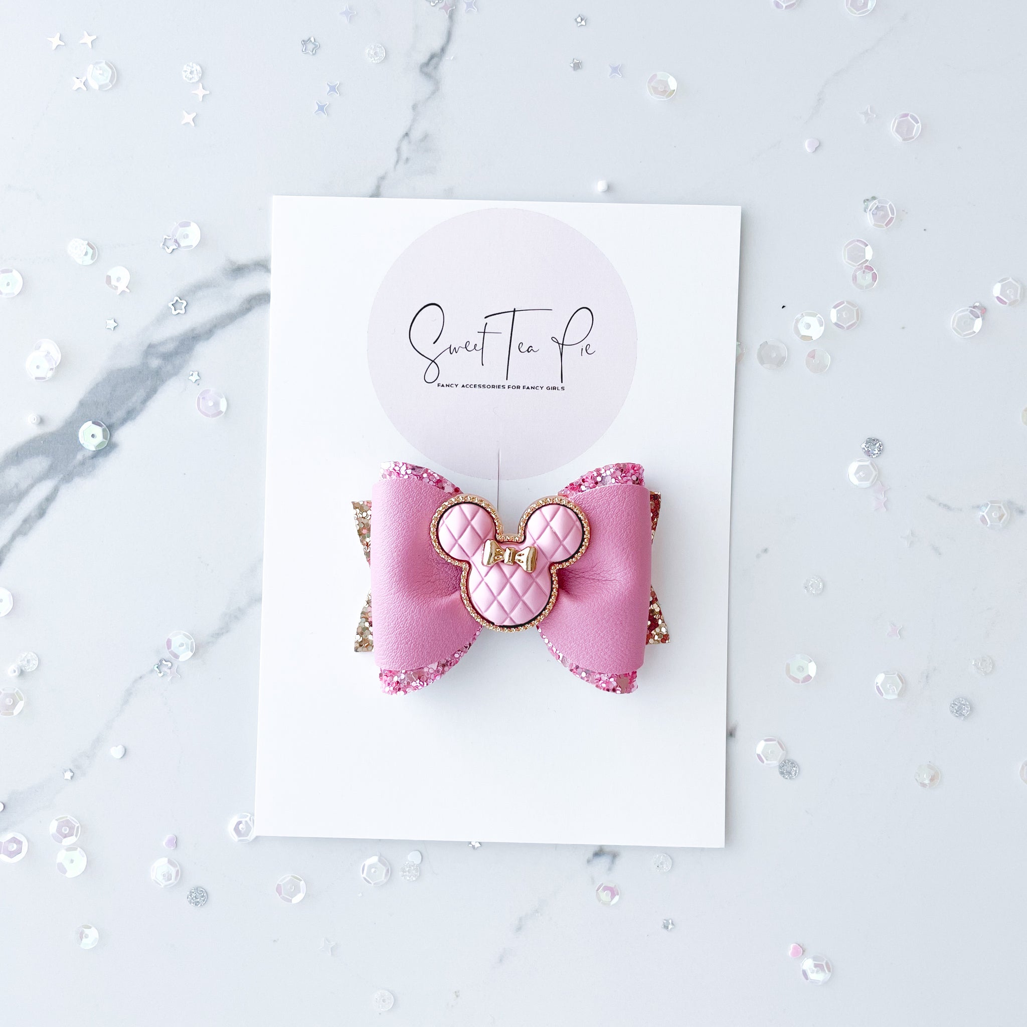 Pink Minnie Pinched Loop Hair Bow