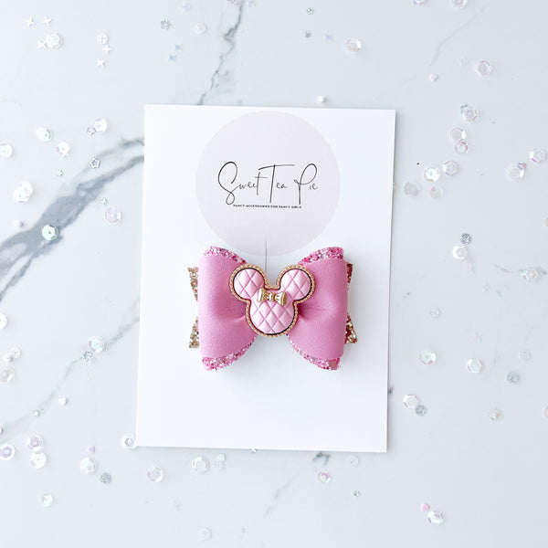 Pink Minnie Pinched Loop Hair Bow