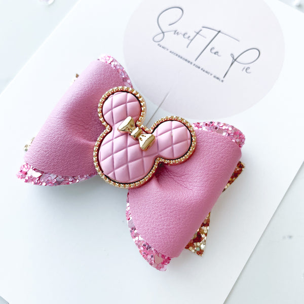 Pink Minnie Pinched Loop Hair Bow