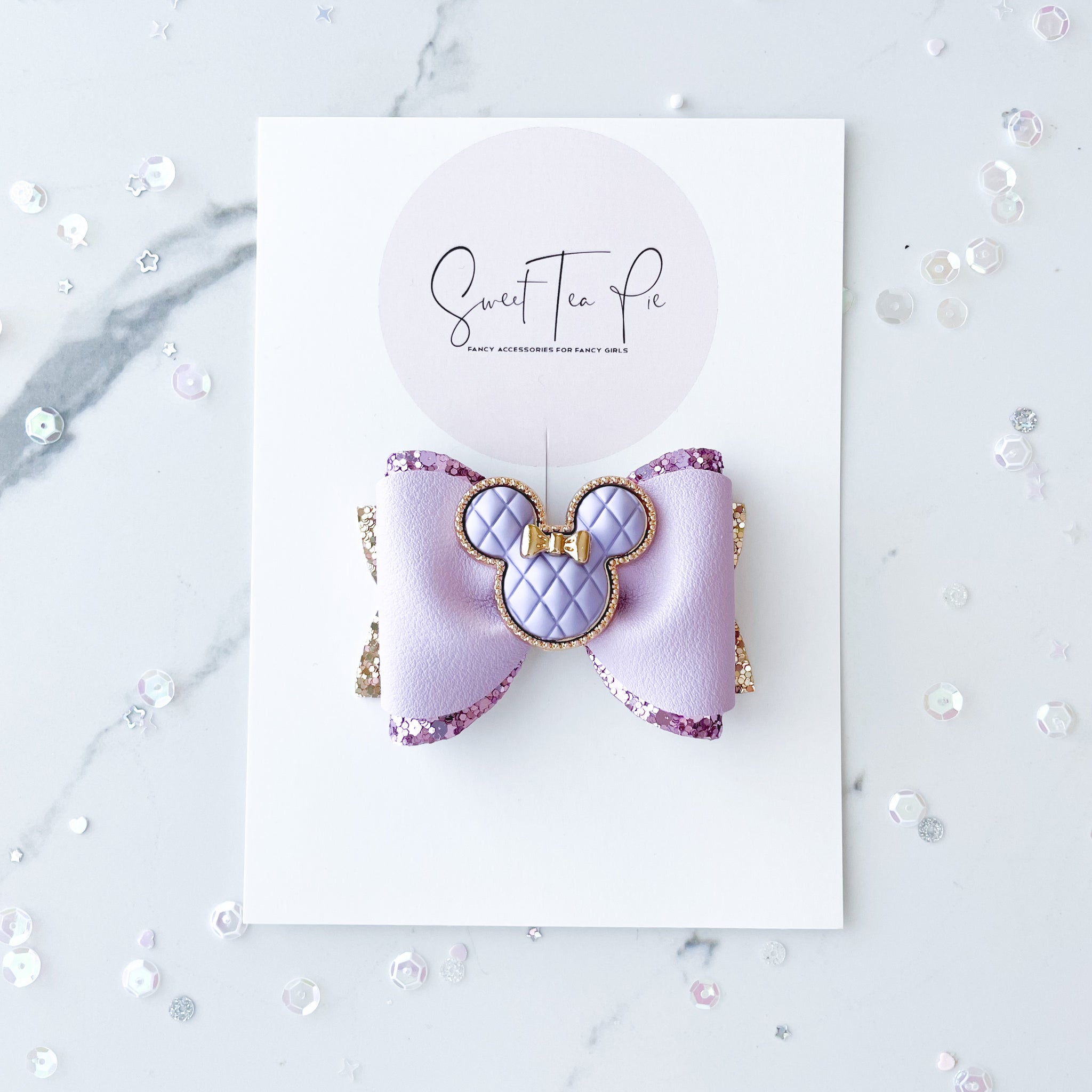Purple Minnie Pinched Loop Hair Bow