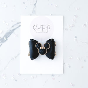 Black Minnie Pinched Loop Hair Bow