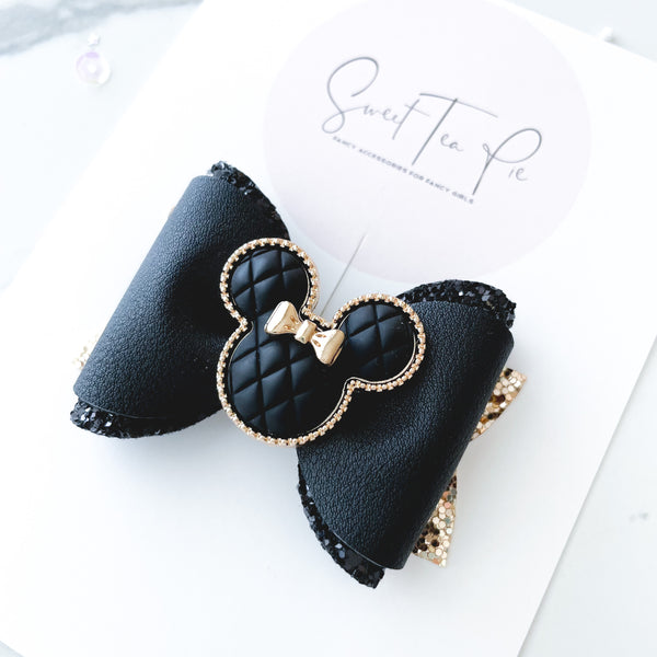 Black Minnie Pinched Loop Hair Bow