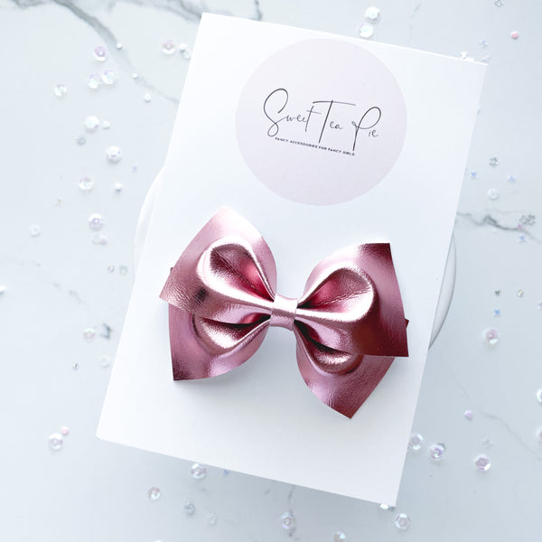 Pink Metallic Modern Lu Hair Bow