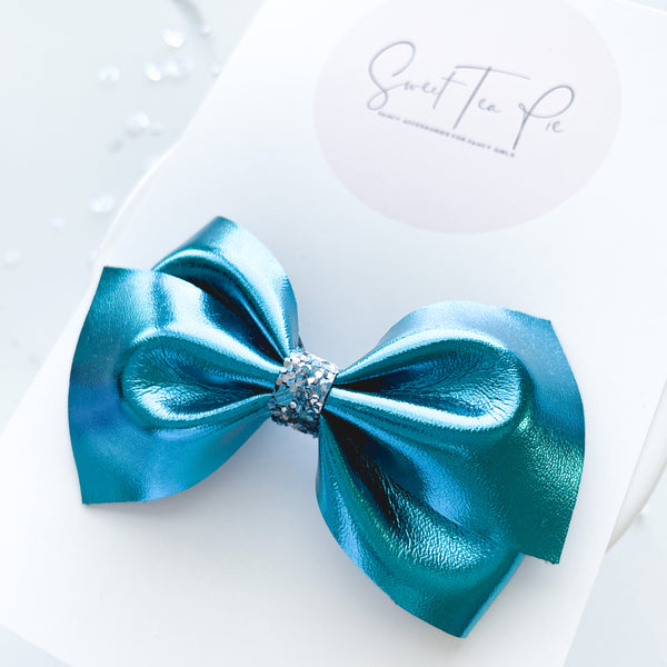 Elsa Metallic Hand Tied Hair Bow