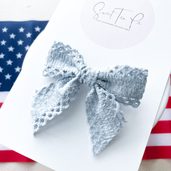 Light Blue Lace Hair Bow