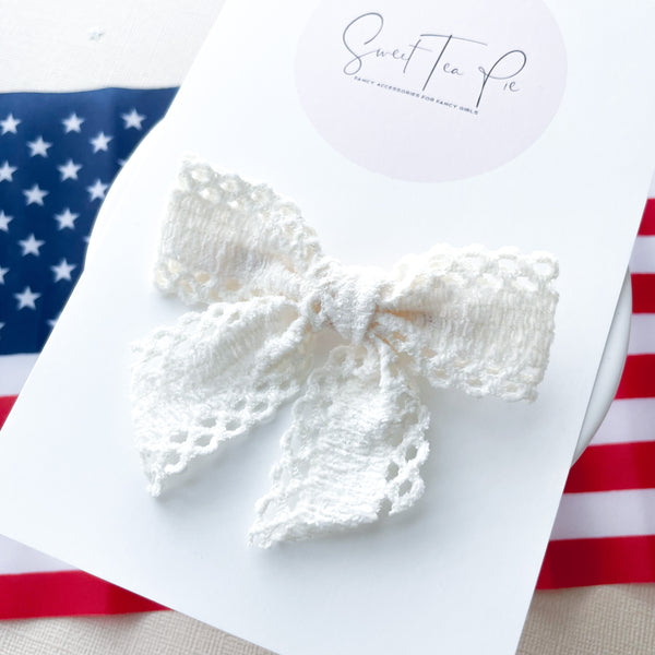 White Lace Hair Bow