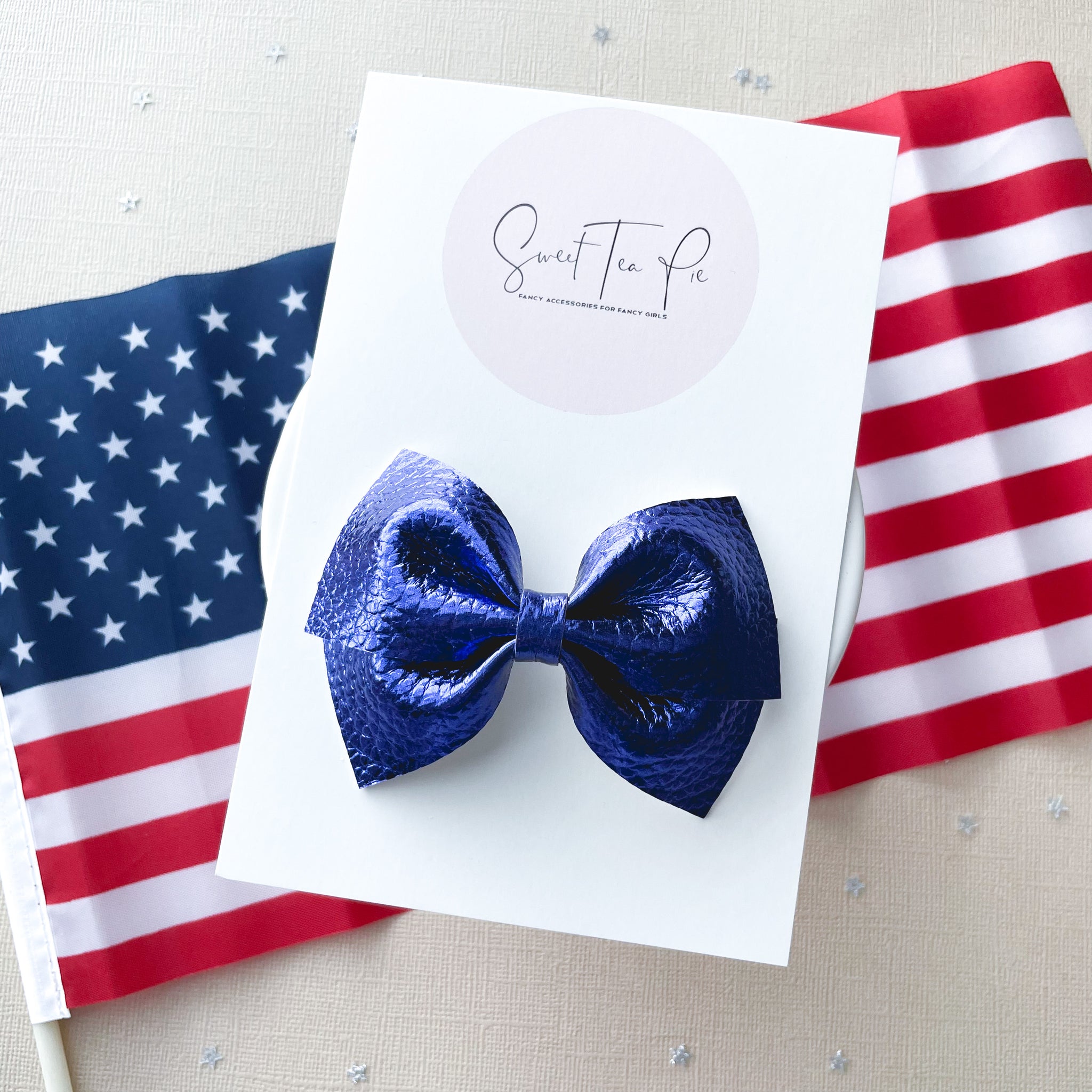 Metallic Blue Modern Lu Hair Bow