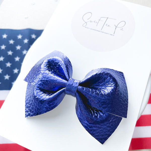 Metallic Blue Modern Lu Hair Bow