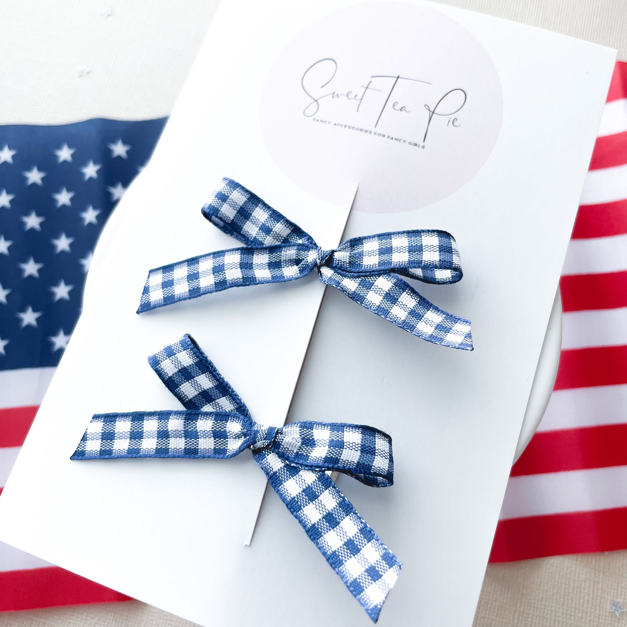 Blue Plaid Ribbon Pigtails