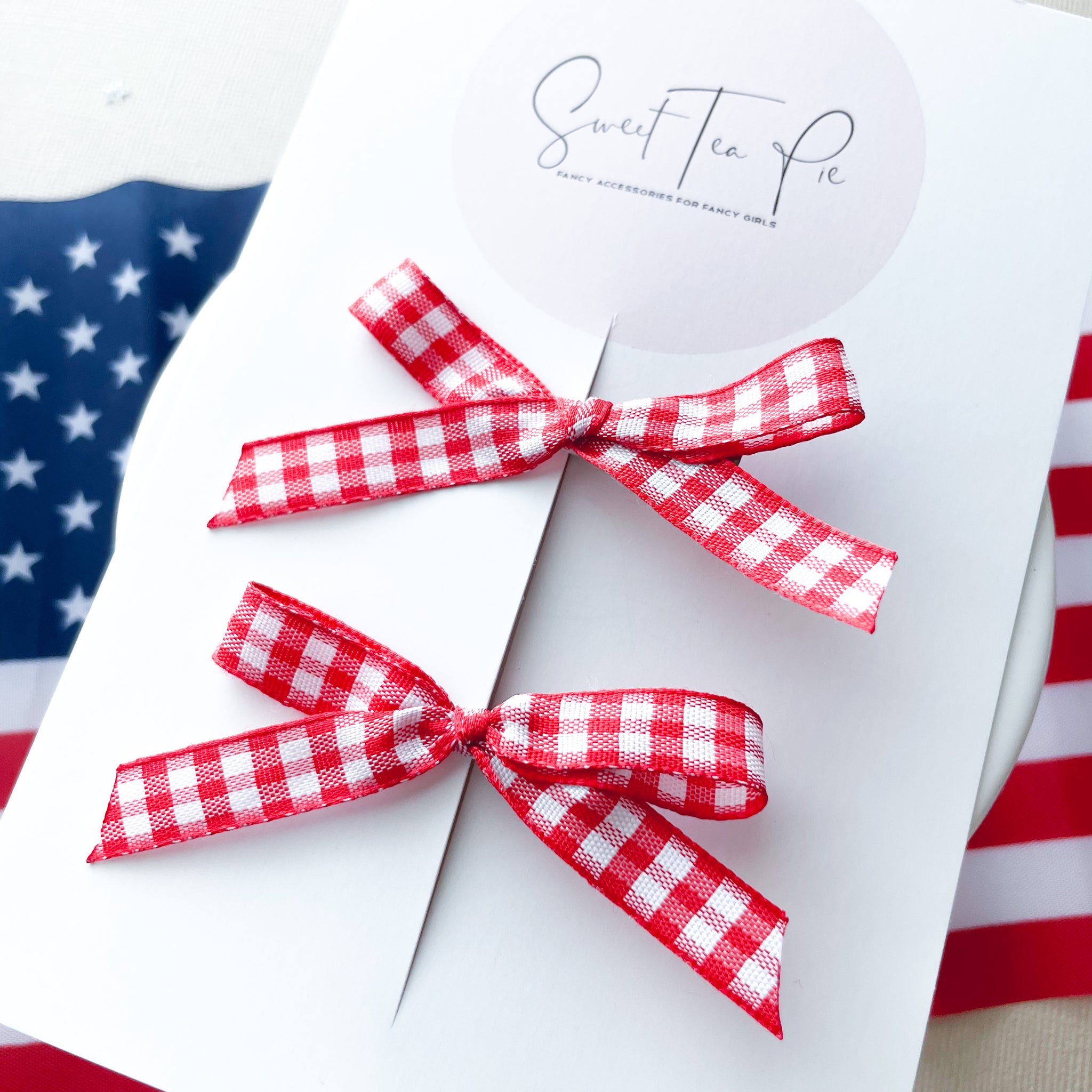 Red Plaid Ribbon Pigtails