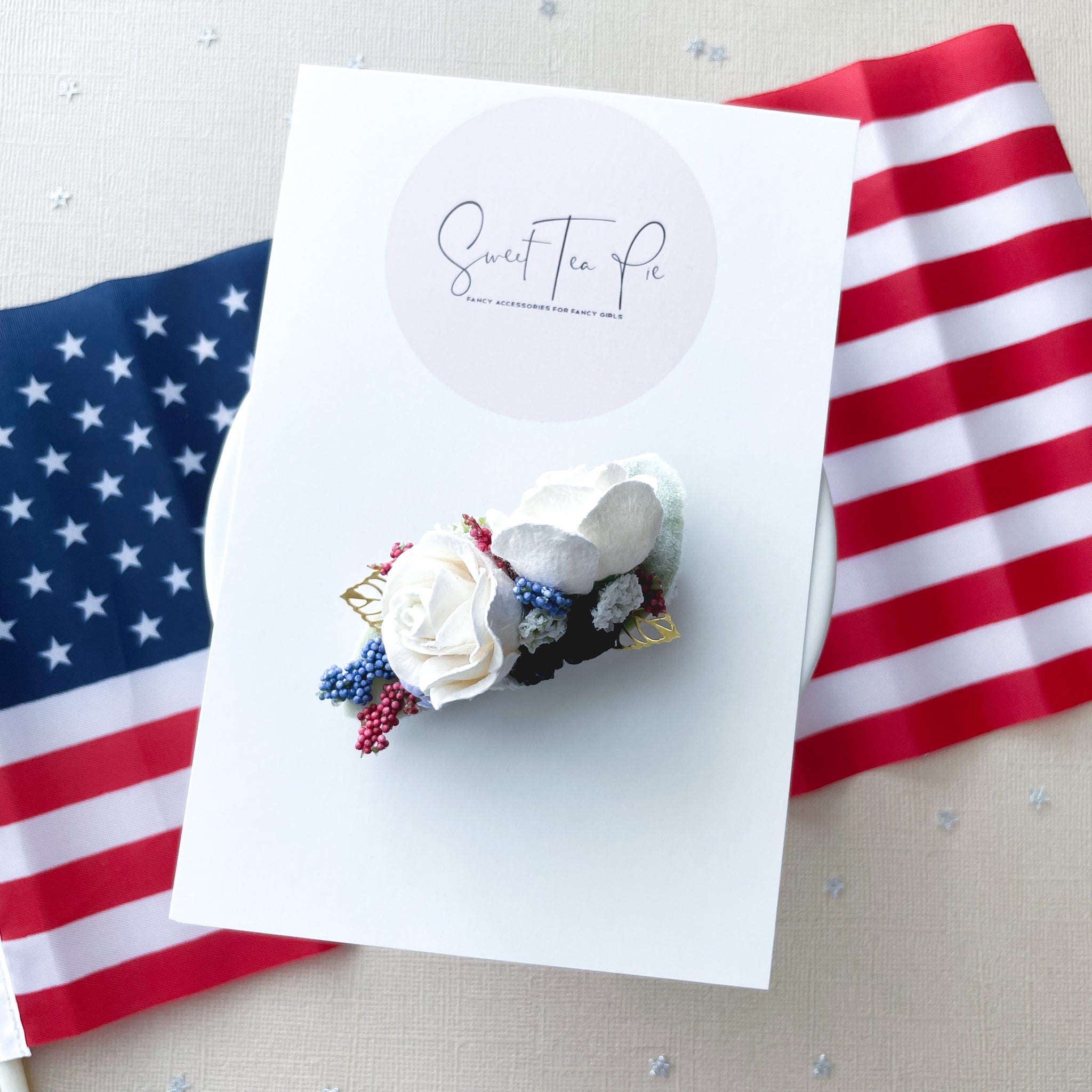 Red, White and Cute Floral Hair Clip