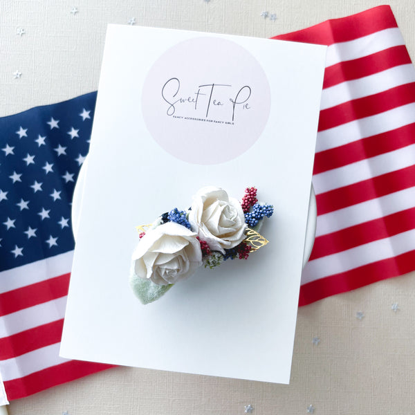 Red, White and Cute Floral Hair Clip