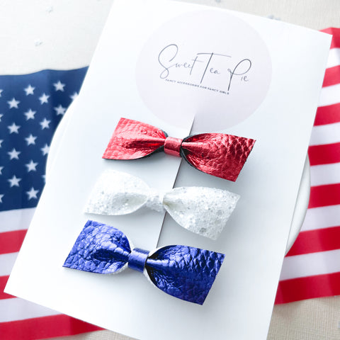 Baby Bow Set of 3 - Red, White and Blue