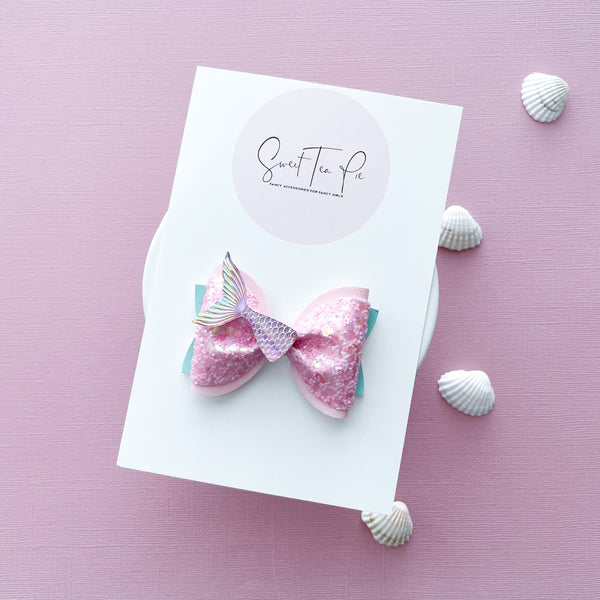 Pink Mermaid Vibes Pinched Loop Hair Bow