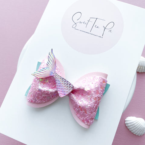Pink Mermaid Vibes Pinched Loop Hair Bow