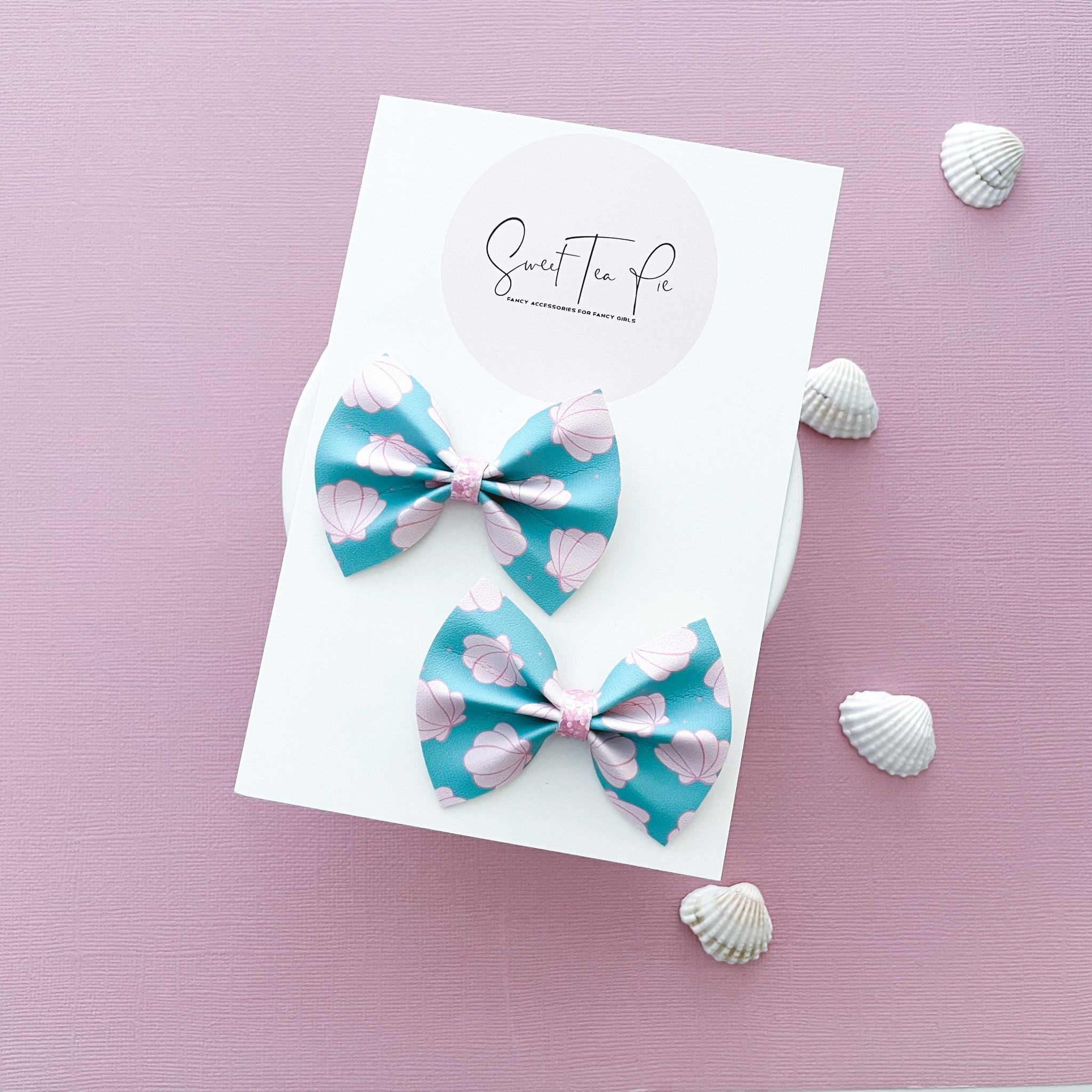 Coastal Seashell Pigtail Hair Bows