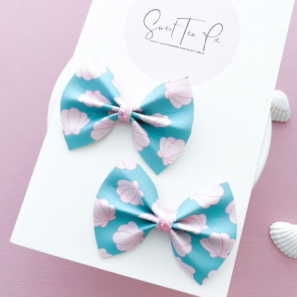 Coastal Seashell Pigtail Hair Bows