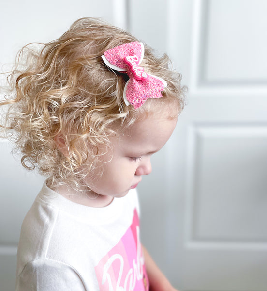 Barbie Girl Pinched Loop Hair Bow