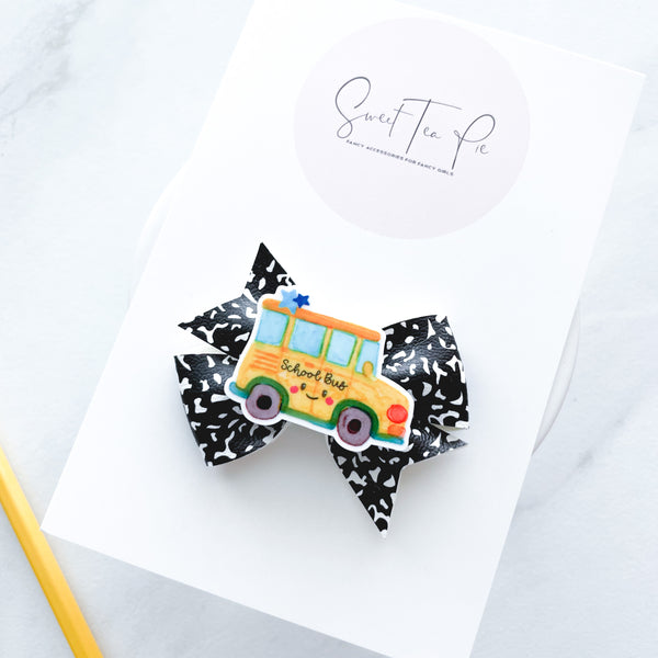 School Bus Pinwheel Hair Bow