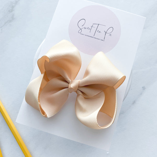 Beige Ribbon Boutique Hair Bow