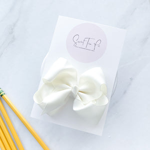 Off White Ribbon Boutique Hair Bow