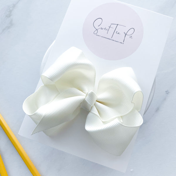 Off White Ribbon Boutique Hair Bow