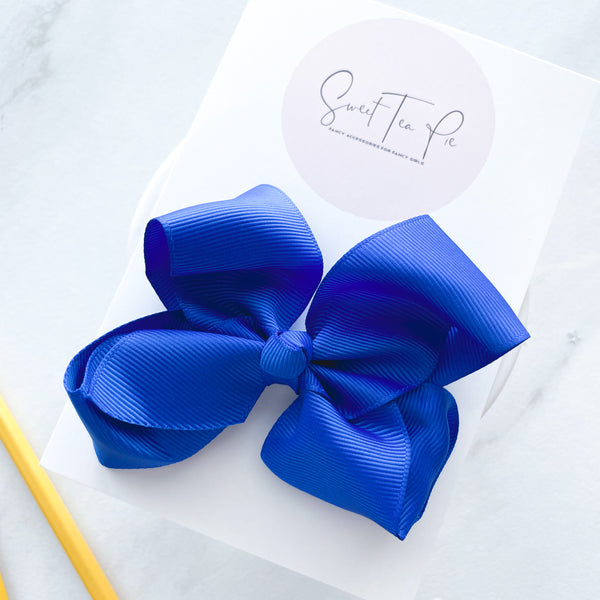 Navy Ribbon Boutique Hair Bow