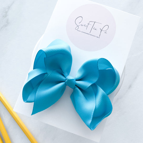 Cyan Ribbon Boutique Hair Bow