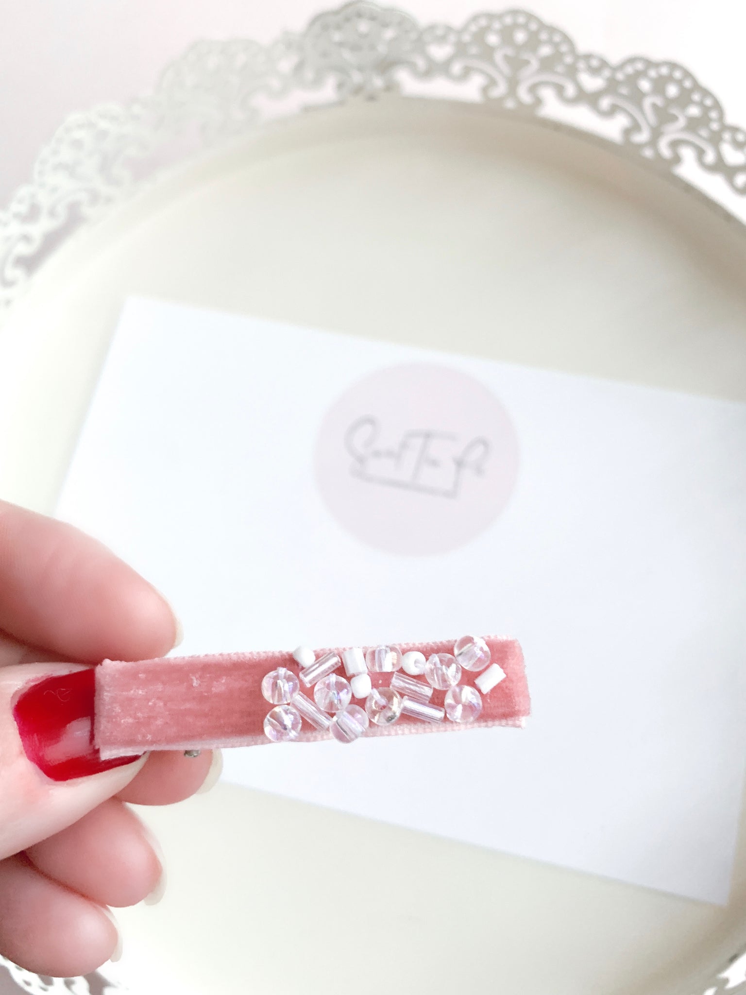 Sequin Velvet Lined Hair Clip - 003