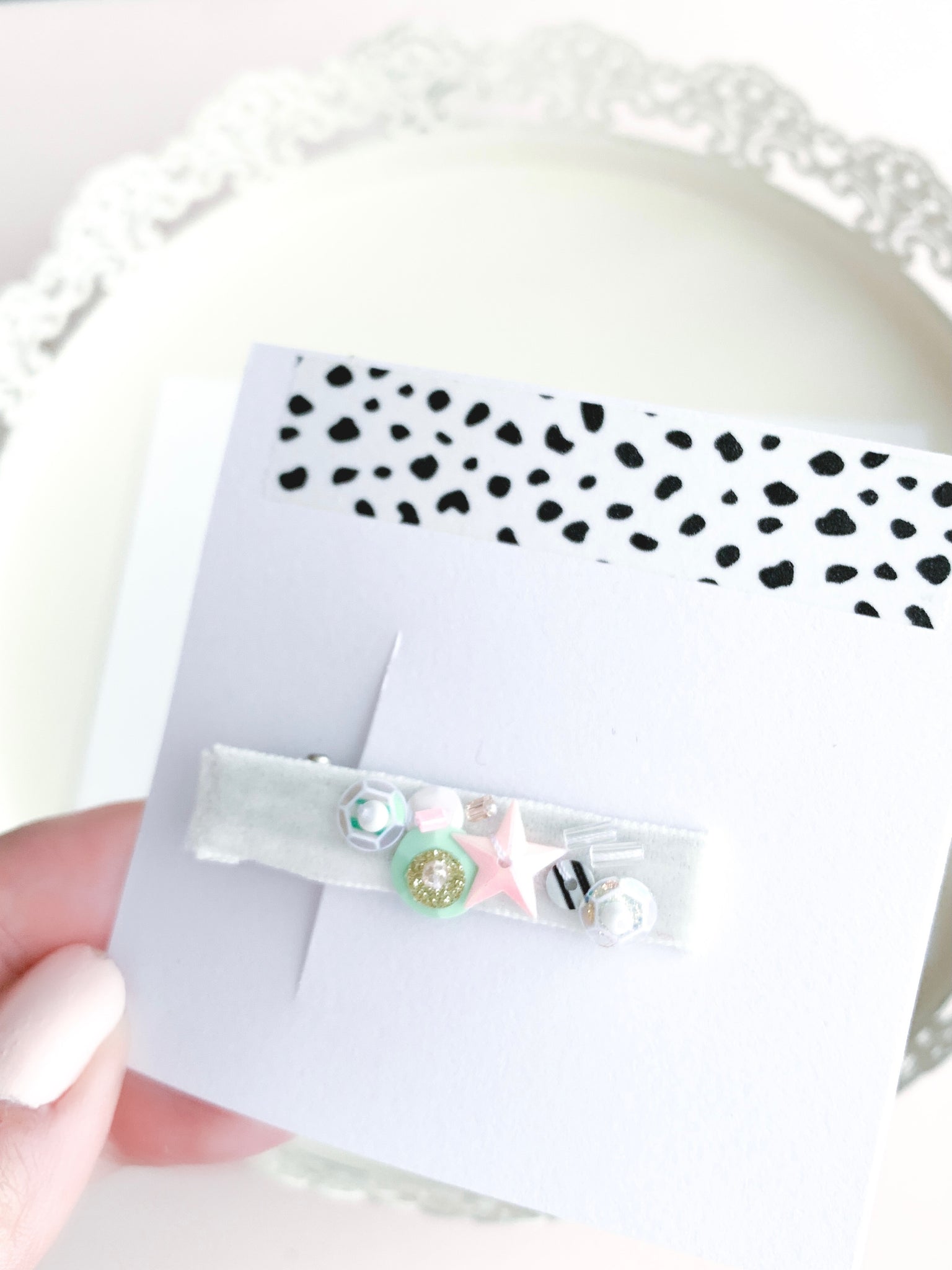 Sequin Velvet Lined Hair Clip - 006
