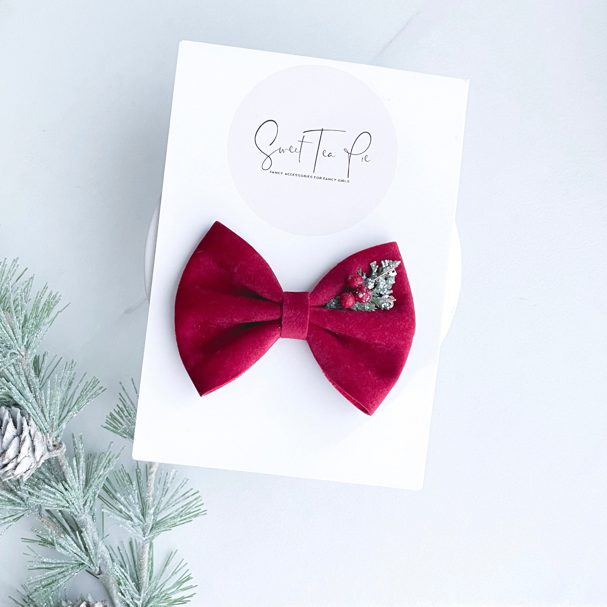 Red Velvet Floral Hair Bow