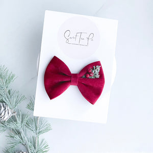 Red Velvet Floral Hair Bow
