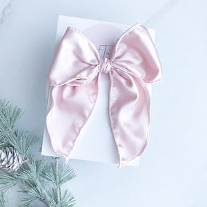 Ballet Pink Silk Fable Hair Bow