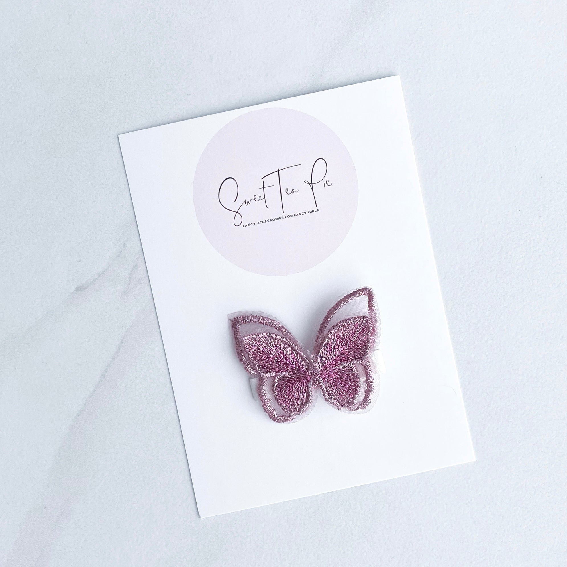 Embroidered Butterfly Glam Clip - Pink