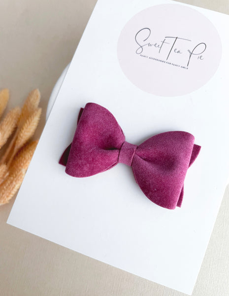 Cranberry Pinched Loop Hair Bow