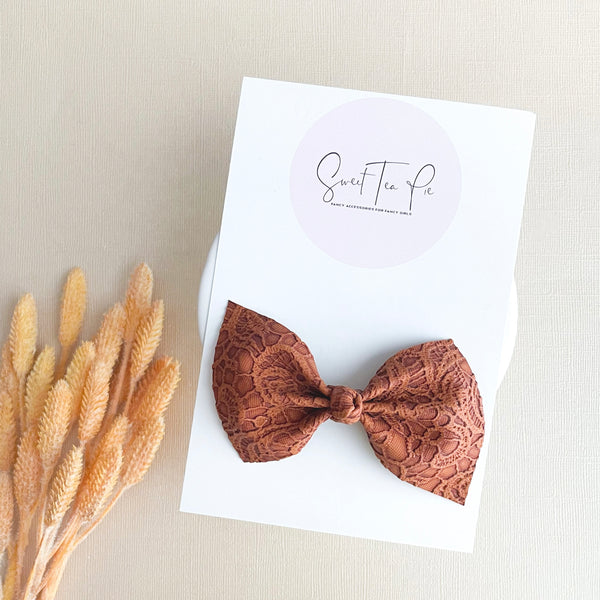 Rust Lace Knot Hair Bow