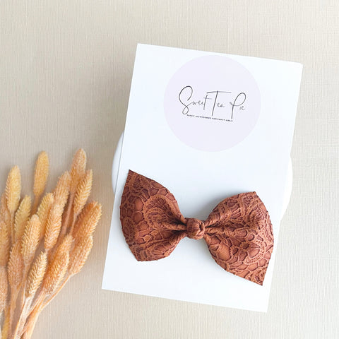Rust Lace Hair Bow