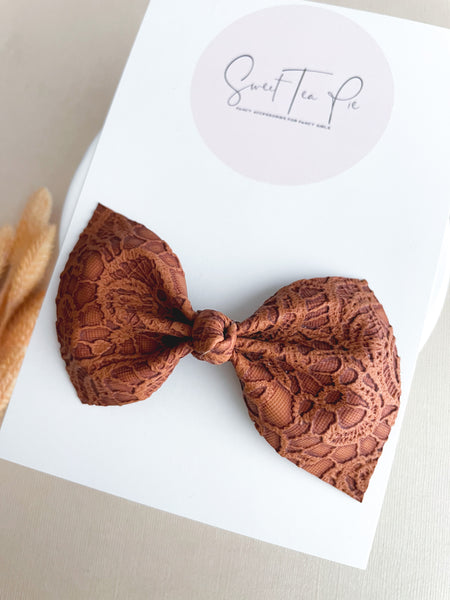 Rust Lace Knot Hair Bow
