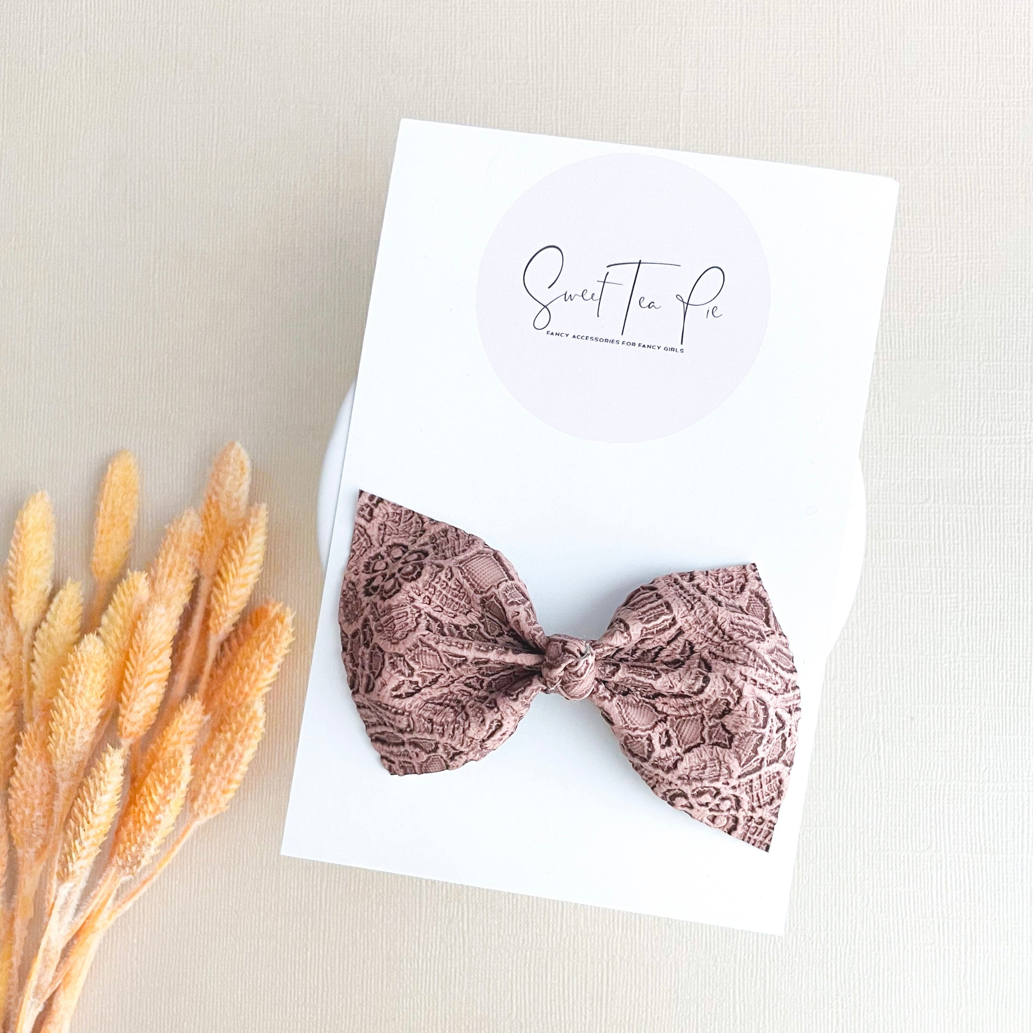 Blush Lace Knot Hair Bow