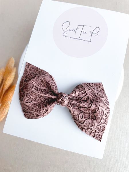Blush Lace Knot Hair Bow