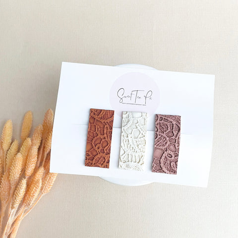 Fall Lace Snap Clip - Set of 3